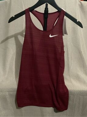 NWT Nike Maroon Racerback Tank Top with White Swoosh